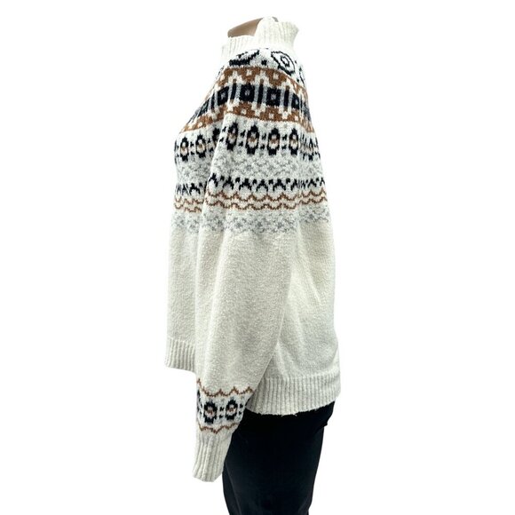 Cupcakes and Cashmere Fair Isle Mock‎ Neck Knit Long Sleeve Sweater Women's M - Picture 4 of 10
